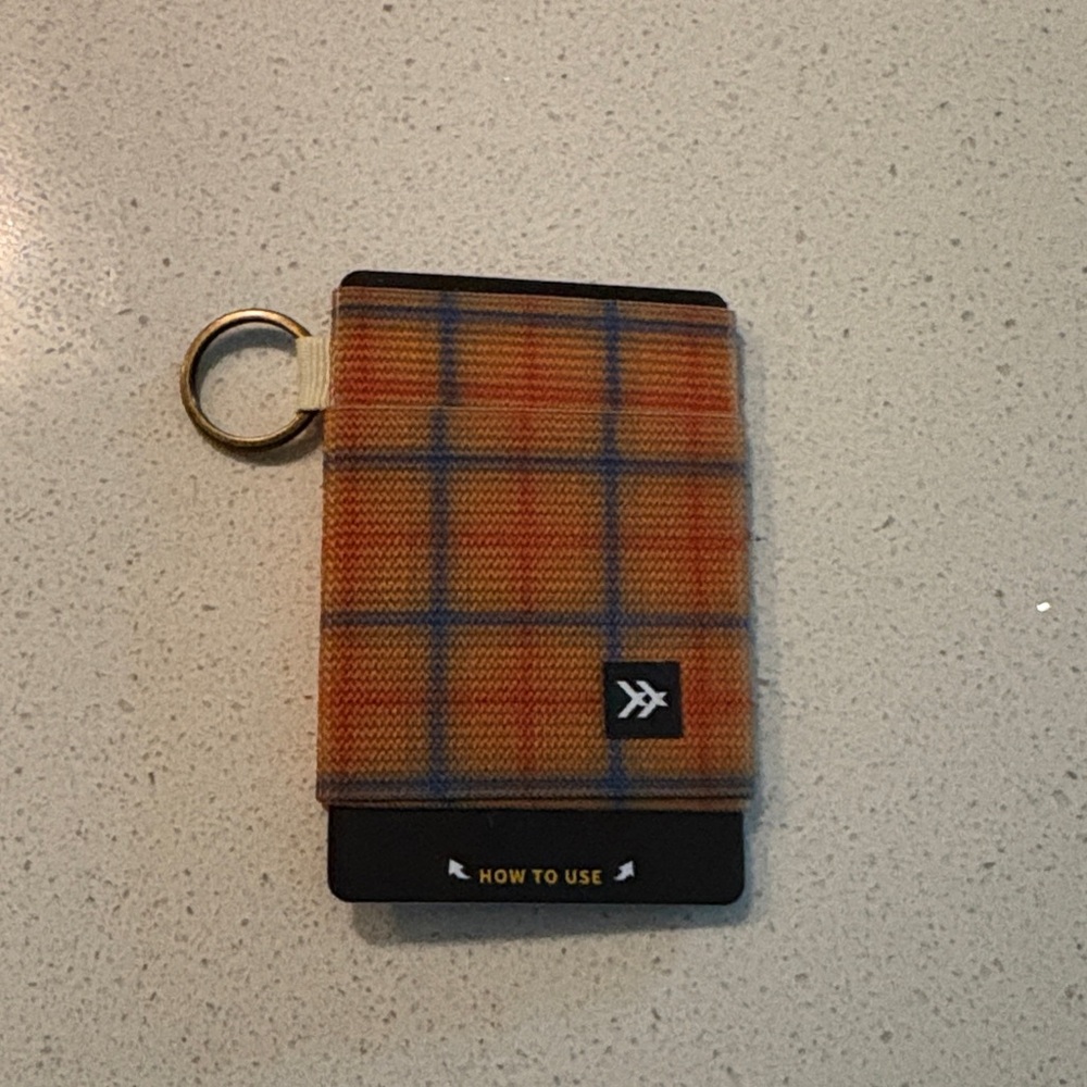Thread Brand Plaid Orange and Blue Keychain Wallet